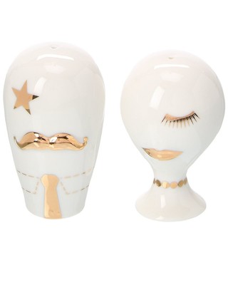 Jonathan Adler Gilded Mr. & Mrs. Muse Salt & Pepper White