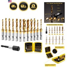Combination Drill Tap  Tap Bit Set, 3-in-1 Titanium Coated Screw Tapping Bit...