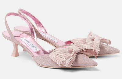 NWB JIMMY CHOO Brook 50 Slingback Pumps 39.5 Rosemix Fabric Embellished Bow 9.5