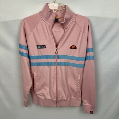 Ellesse Rimini Track Jacket Men S Full Zip Long Sleeve Stripes Sport Pink Blue