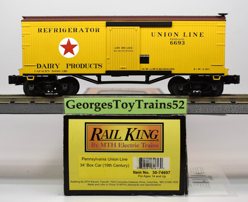 MTH RAILKING #6693 PENNSYLVANIA UNION LINE SIGLO XIX 34' VAGÓN DE CAJA 30-74697 NUEVO EN CAJA | Condition: New