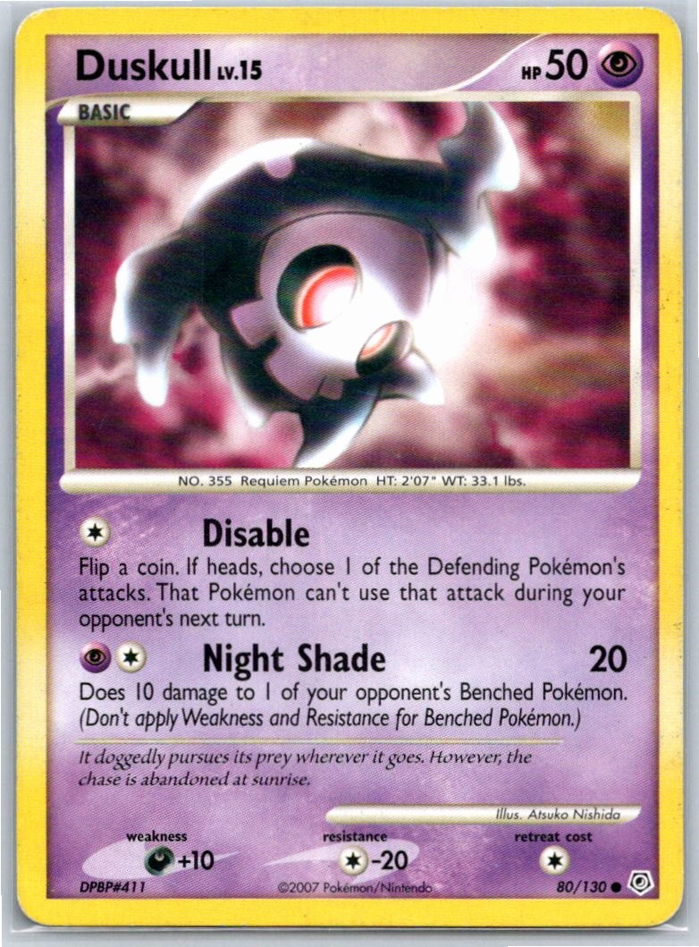 Duskull Diamond and Pearl 80/130 Pokemon Card MP