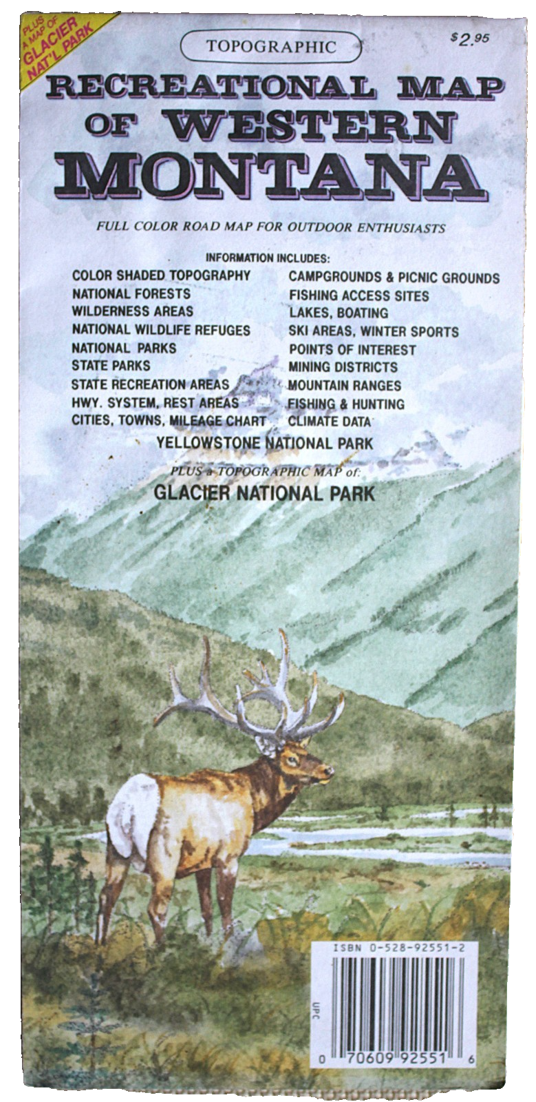 Recreational Map of Western Montana: Full Colour Road Map Topographic