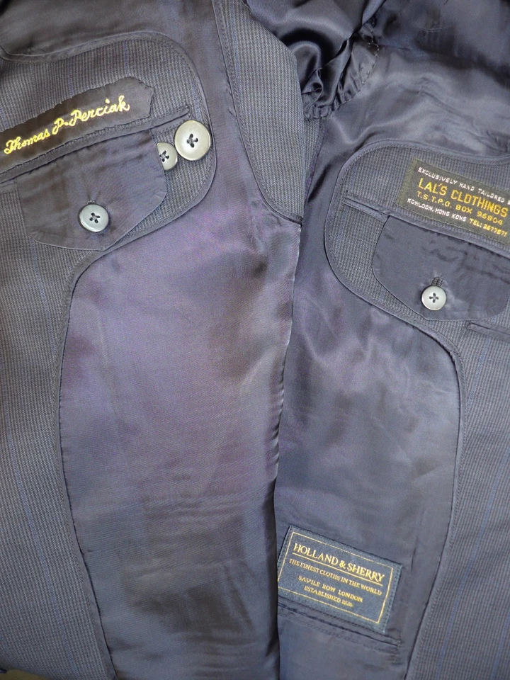 LAL'S Holland & Sherry Mens Suit 40r 36W X 29 Blue window payne 100% Wool L-#200 - Image 4 of 4