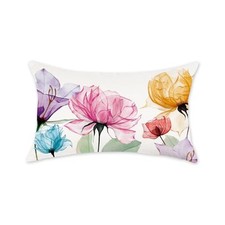 Spring Floral Lumbar Pillow Covers 12x20 Inch Flowers Decorative Throw