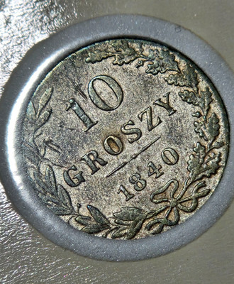 1840 MW Russian Poland 10 Groszy Silver Coin Two Headed Eagle VF Rare