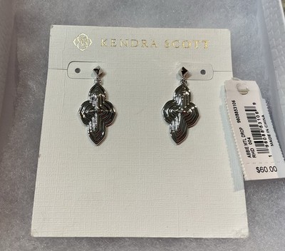 KENDRA SCOTT Abbie Silver/Rhodium Drop Earrings MSRP $60 NWT