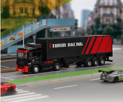 Turbo Racing Black 1/76 Scale Semi Truck with Trailer - RTR USA - Image 2 of 4