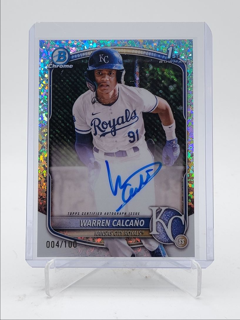 WARREN CALCANO 2025 BOWMAN CHROME 1ST MINI DIAMOND REFRACTOR AUTO /100 Q5189