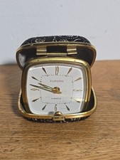 Vintage Europa 2 Jewels Reisewecker - funktionst&uuml;chtig - selten gemustertes Stoffgeh&auml;use
