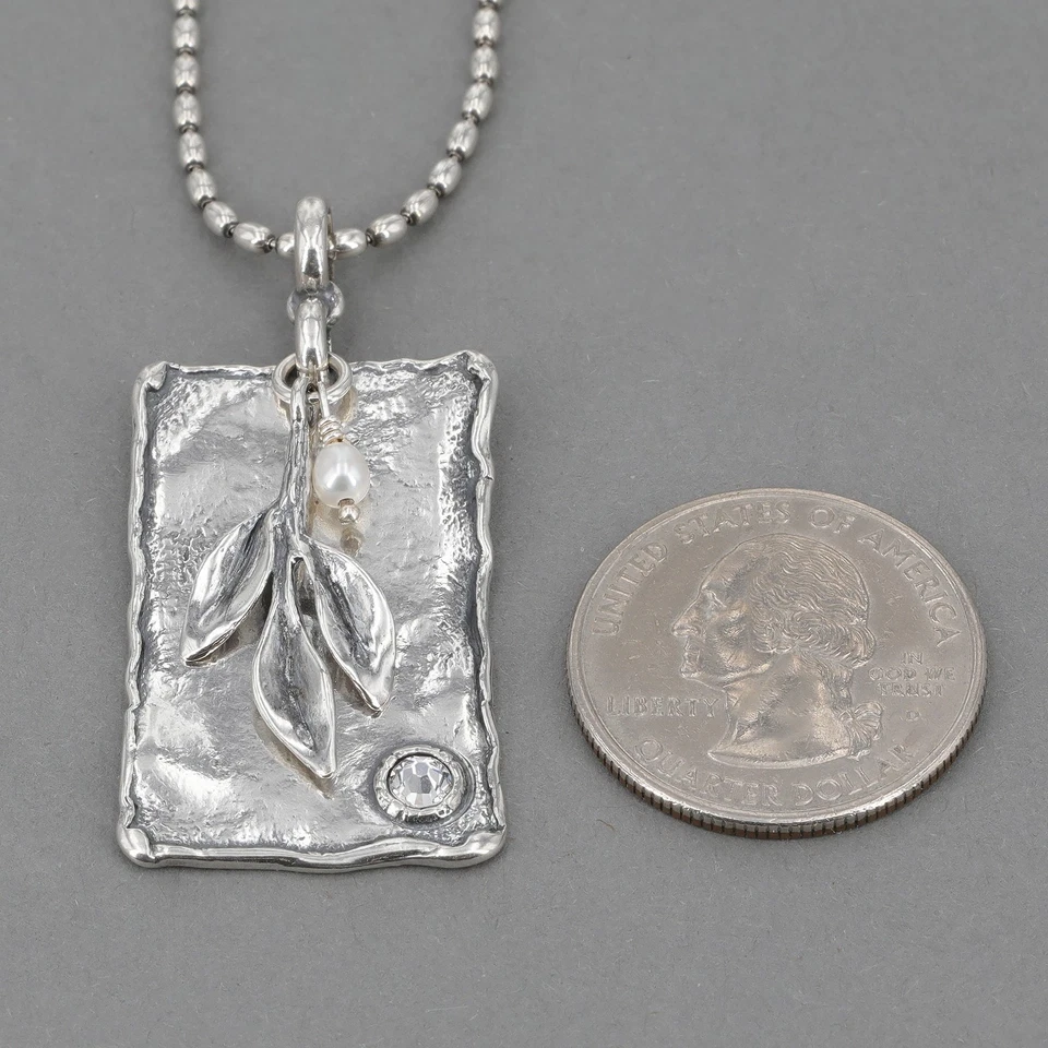 Collar de cadena de cuentas Silpada retirado de cristal de ley y perlas HOJA RAMITA N2275 Foto 4 de 4