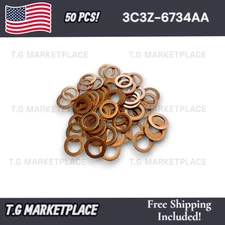 Set of 50: Copper Engine Oil Drain Plug Gaskets 3C3Z-6734AA 007-603-014-106 14mm