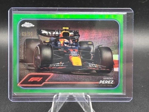 2024 Topps Chrome Formula 1 F1 Sergio Perez Portrait Green Refractor 69/99 #74