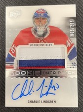 2016-17 UPPER DECK PREMIER CHARLIE LINDGREN #86 ROOKIE AUTO PATCH #ed 005/299
