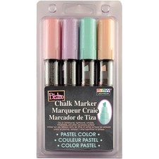 Uchida Bistro Chalk Marker Chisel Tip Set 4/Pkg-Pastel Yellow, Pink, Green  Blu