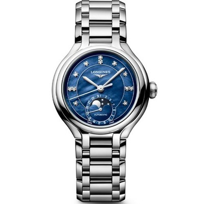 Longines PrimaLuna Moonphase 34mm Blue Dial Women's Watch L81264976