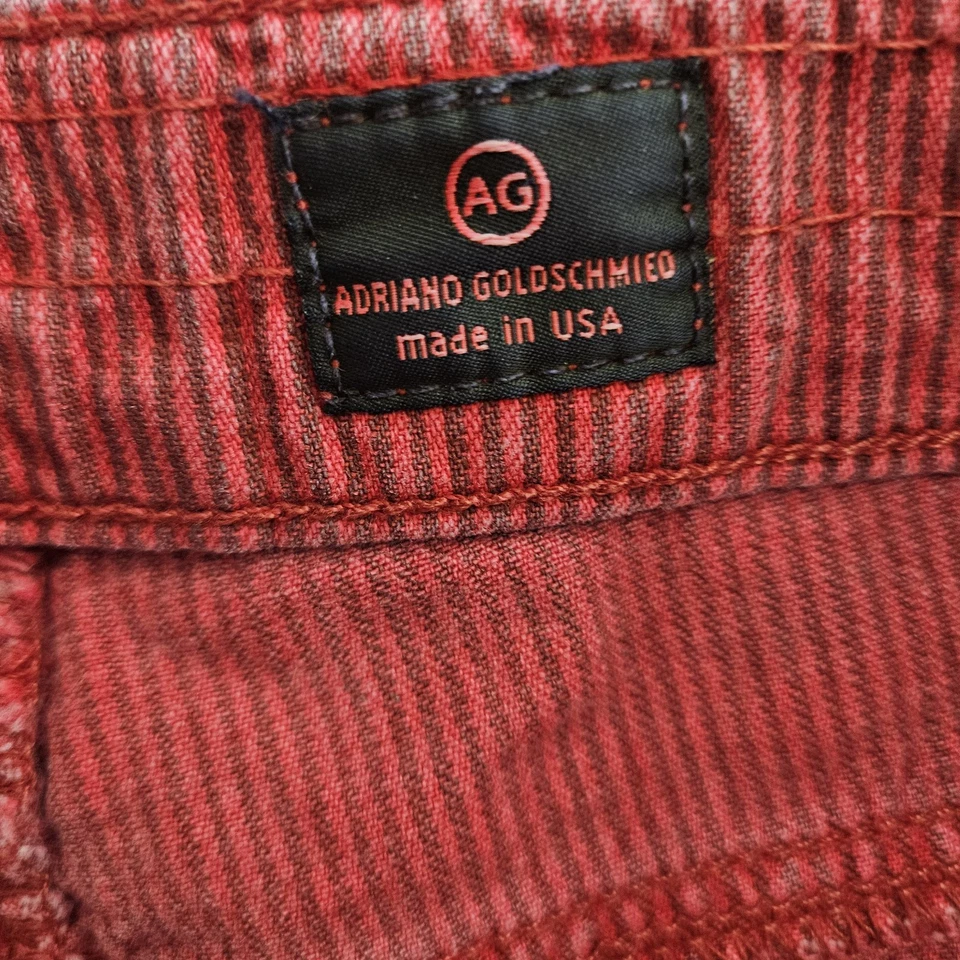 Pantalones cortos de mezclilla AG Adriano Goldschmied The Daisy para mujer 32 dobladillo deshilachado a rayas rojas  Foto 2 de 4
