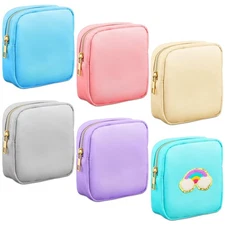 Remerry 6 Pcs Nylon Cosmetic Bag Travel Make up Pouch Toiletry with Zipper Pr...