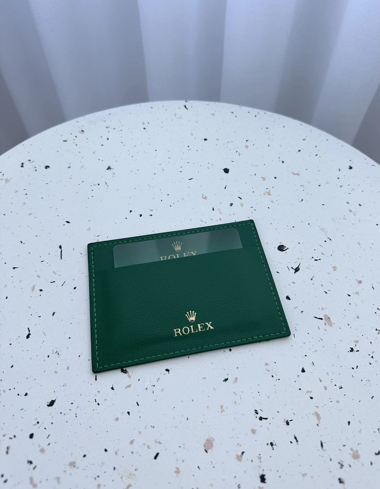 Genuine ROLEX Green Leather Certificate Card Holder Leather Wallet
