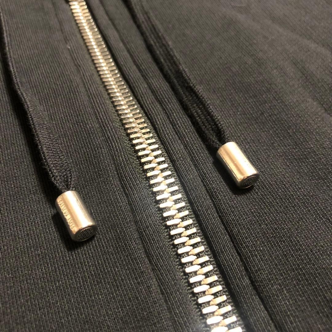 USED BALMAIN HOODIE WITH EMBOSSED LOGO ON THE BACK AND SIDE ZIPPER. GOOD image 9
