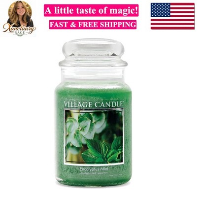 Eucalyptus Mint Large Glass Apothecary Jar Scented Candle, 21.25 oz, Green