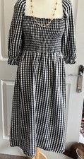 Pretty New Look Black & White Gingham  Midi Dress Size 10