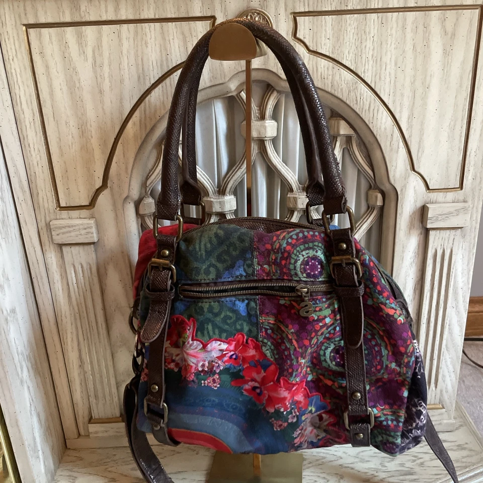 Bolso de Mano Desigual Madrid Bingin Boho Patchwork Colorido Artístico Bordado Cartera Foto 3 de 4
