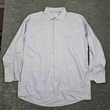 Eton Dress Shirt Mens 18 45 Blue Check Contemporary Fit Cotton Long Sleeve