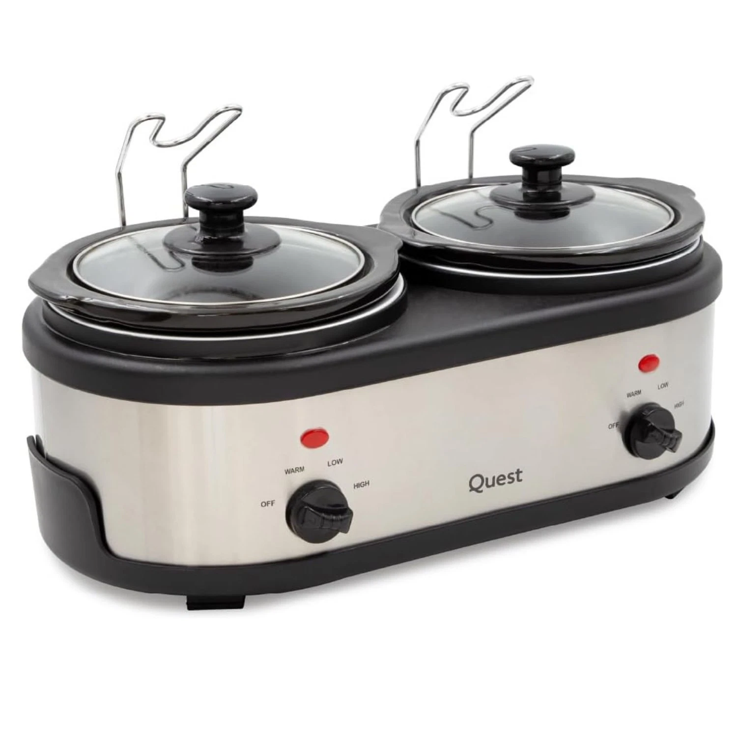 Slow Cooker 2-Pots 1.5L Buffet Server Ceramic Stainless Steel 200W Keep Warm