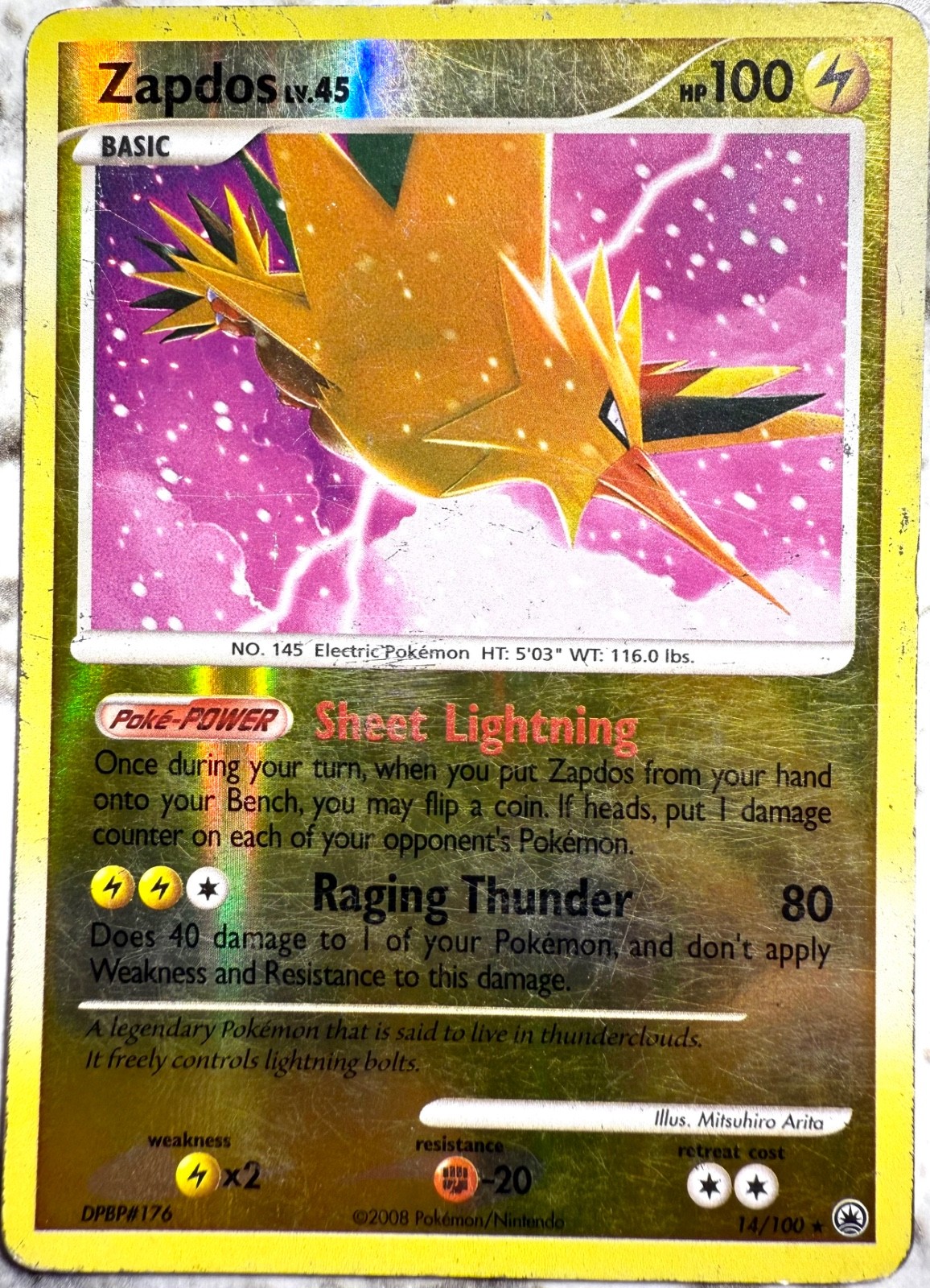 Zapdos 14/100 Majestic Dawn Reverse Holo