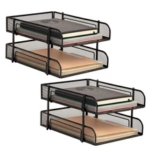 Paper Tray Desk Organizer Stackable Storage Office Metal Mesh