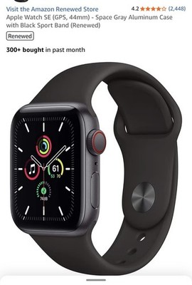Apple Watch SE GPS 44mm 32GB Gray Aluminum Case Black Rubber Sport Band