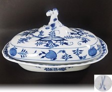 Meissen Zwiebelmuster Deckelschale Gemüseschale Schüssel Knaufschwerter um 1880.