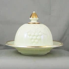EAPG NORTHWOOD GRAPE & GOTHIC ARCHES CUSTARD GLASS BUTTER DISH WITH LID