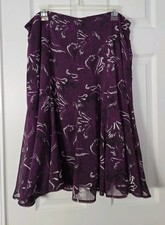 Sag Harbor Woman Purple Floral Chiffon A-Line Skirt Lined Layered 16W