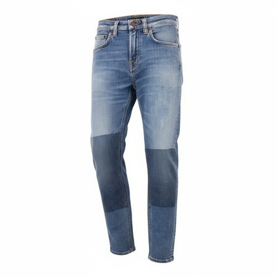 NUDIE Jeans Hightop Tilde Men's Jeans W28/L30 Blue Blocks Washed Stretch Zip