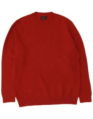 Massimo Dutti Herren Rundhals Pullover Sweater Medium Burgund Baumwolle BY05