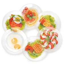 STPGOODS FOOD SET OF 6 Glass Plates  - Dessert Plates / Side Plates 7.5" Plates