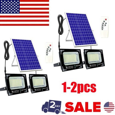 1-2x 9000000LM LED Solar Street Light Security Flood Lamp Motion Sensor Outdoor