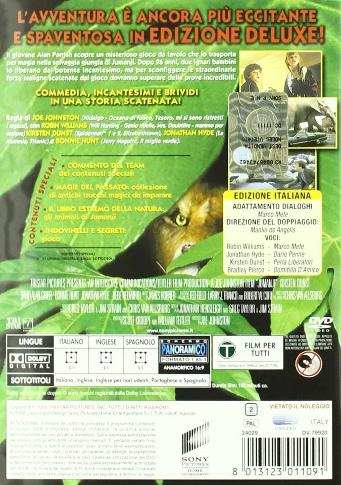 Jumanji (Deluxe Edition) (DVD) robin williams bonnie hunt joe johnston - Image 2 of 2
