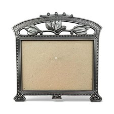 Antiqued Silver Color Floral Picture Frame 5x7 Photo Beaded Elegant Table Top