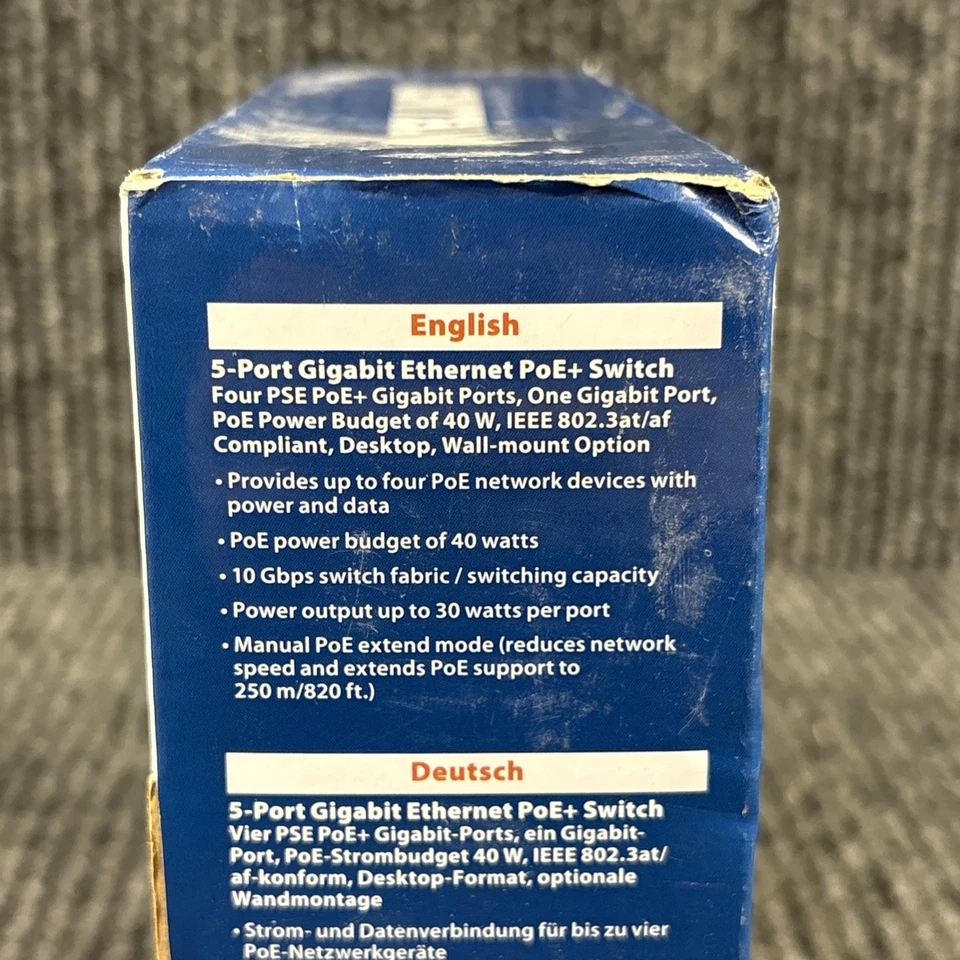 Intellinet 561792 V2 IPS‑05G‑40W 5‑Port Gigabit Ethernet PoE+ Switch NEW - Image 3 of 3