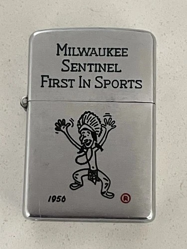 1956 MILWAUKEE BRAVES BASEBALL WORLD SERIES JOURNAL SENTINEL ZIPPO LIGHTER RARE