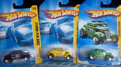 Hot Wheels Pass'n Gasser Green & Yellow & Black 1:64 w/ Goodyear Tires Lot of 3