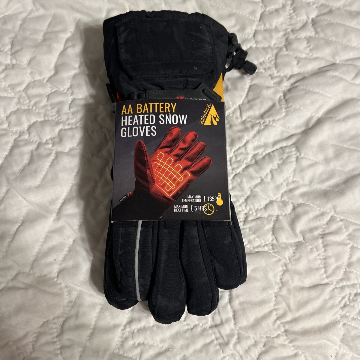 ActionHeat AA Battery Heated Men's Snow Gloves Black Size Medium