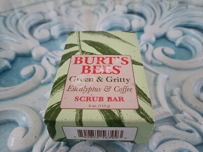 Burts Bees Green & Gritty Eucalyptus & Coffee Scrub Bar RARE HTF