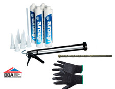 4x Ultracure Damp Proof Injection Cream + Nozzle, Gun, Gloves & Heller SDS Bit