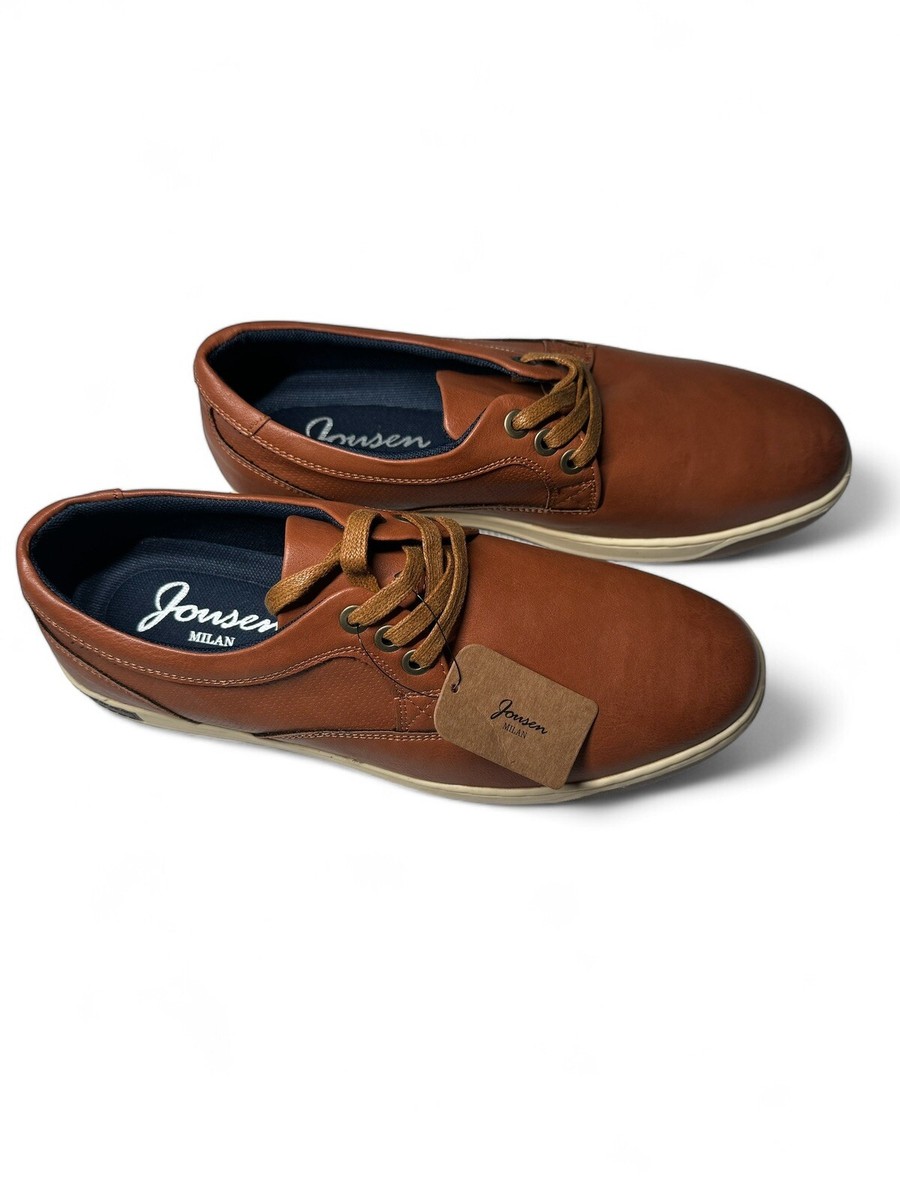 Jousen Men's Casual Dress Sneakers Size Brown Faux Leather