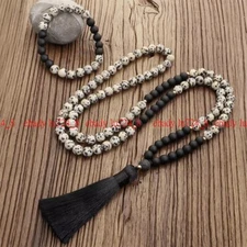8MM 108 Beads Onyx Lava Spotted Stone Gemstone Mala Necklace Yoga Bracelet