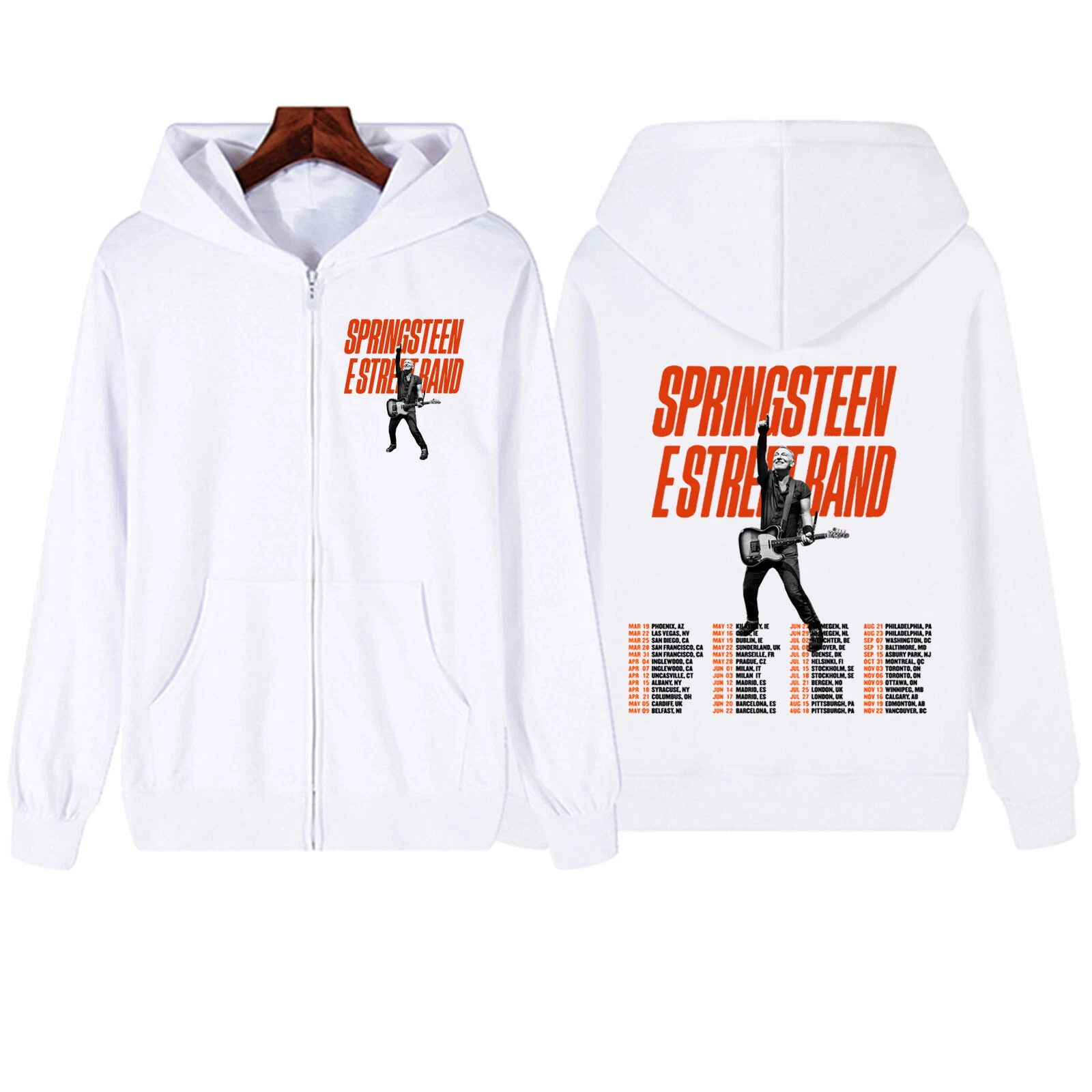 Bruce Springsteen and E Street Rock Band 2024 Tour Zipper Zip-up Hoodie